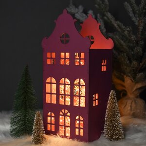 Домик с подсветкой Амстердам 37 см малиновый Christmas Apple фото 2